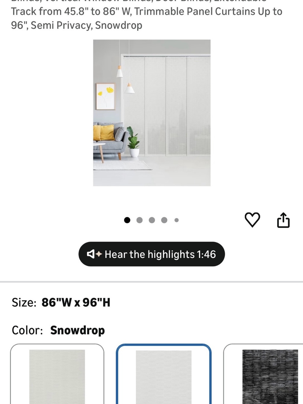 GoDear Design Cordless Panel Track Blinds – Snowdrop 🤍 (New in Box)